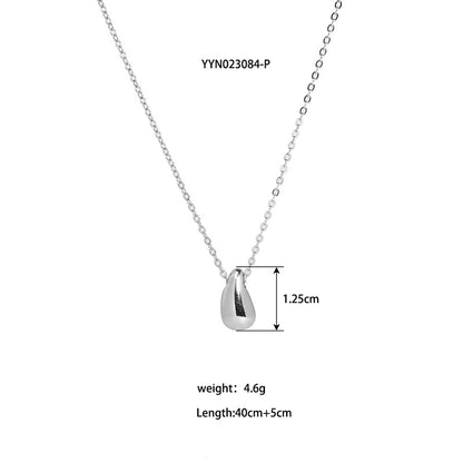 French Style Water Droplets Stainless Steel Titanium Steel Plating Three-dimensional 18k Gold Plated Pendant Necklace