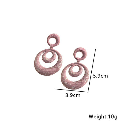 1 Pair Exaggerated Circle Hollow Out Alloy Drop Earrings