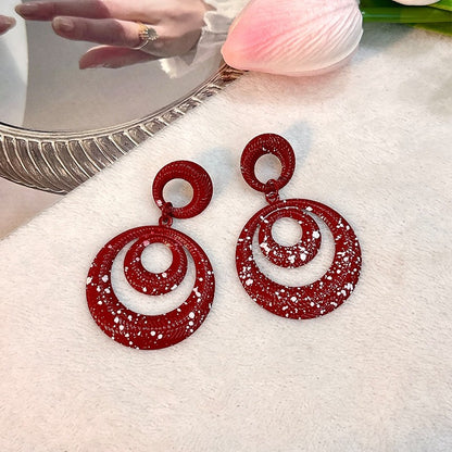 1 Pair Exaggerated Circle Hollow Out Alloy Drop Earrings