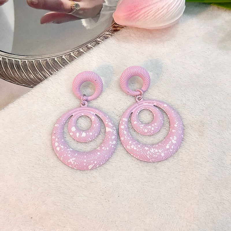 1 Pair Exaggerated Circle Hollow Out Alloy Drop Earrings