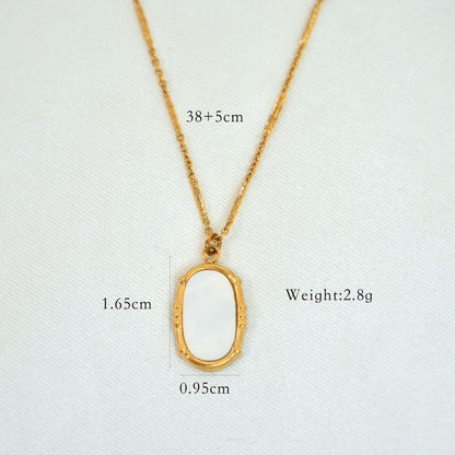 European And American Ins Affordable Luxury Fashion Women's Cut Natural Stone Pendant Jewelry Stainless Steel 316l Plated 14k Gold Necklace