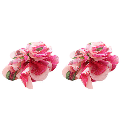 1 Pair Vacation Sweet Colorful Flower Cloth Ear Studs