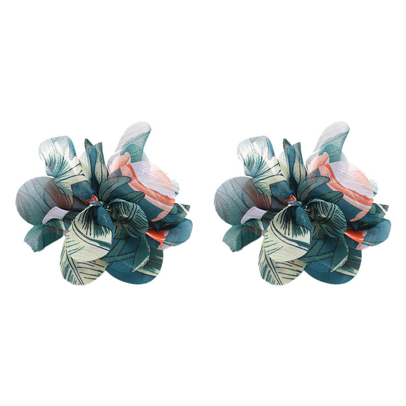 1 Pair Vacation Sweet Colorful Flower Cloth Ear Studs