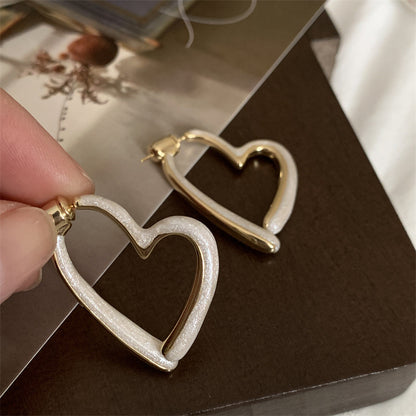 1 Pair Sweet Heart Shape Enamel Copper Hoop Earrings