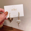 1 Pair Retro Geometric Heart Shape Plating Artificial Pearl Alloy Drop Earrings Ear Studs