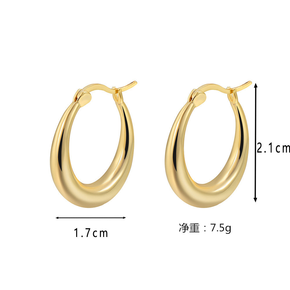 Fashion Solid Color Copper Plating Inlay Zircon Hoop Earrings 1 Pair