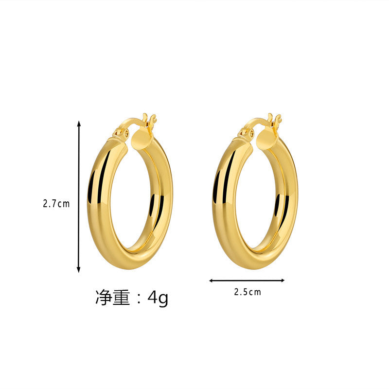 Fashion Solid Color Copper Plating Inlay Zircon Hoop Earrings 1 Pair