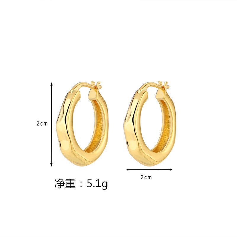 Fashion Solid Color Copper Plating Inlay Zircon Hoop Earrings 1 Pair