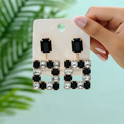 1 Pair Elegant Luxurious Square Inlay Copper Alloy Glass Drop Earrings