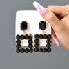 1 Pair Elegant Luxurious Square Inlay Copper Alloy Glass Drop Earrings