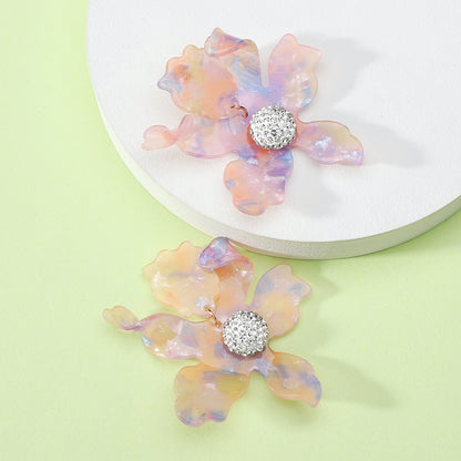 1 Pair Simple Style Flower Spray Paint Zinc Alloy Dangling Earrings