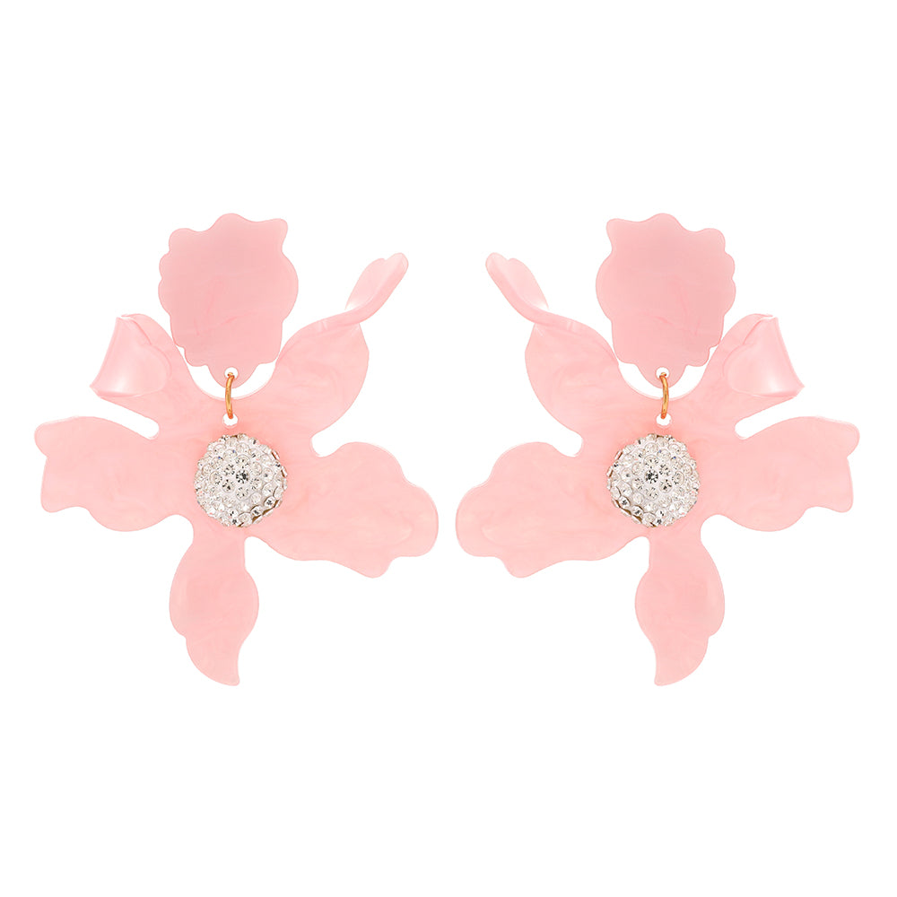 1 Pair Simple Style Flower Spray Paint Zinc Alloy Dangling Earrings