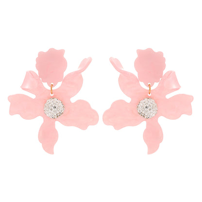 1 Pair Simple Style Flower Spray Paint Zinc Alloy Dangling Earrings