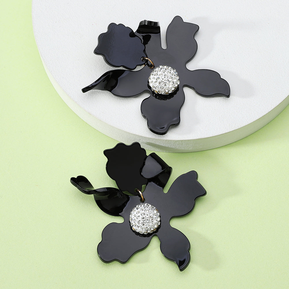 1 Pair Simple Style Flower Spray Paint Zinc Alloy Dangling Earrings