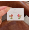 1 Pair IG Style Flower Plating Inlay Arylic Alloy Artificial Pearls Rhinestones Earrings