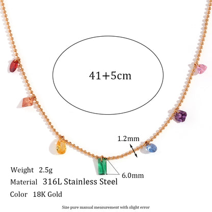 Sweet Simple Style Classic Style Color Block Stainless Steel Plating Inlay Zircon 18k Gold Plated Pendant Necklace