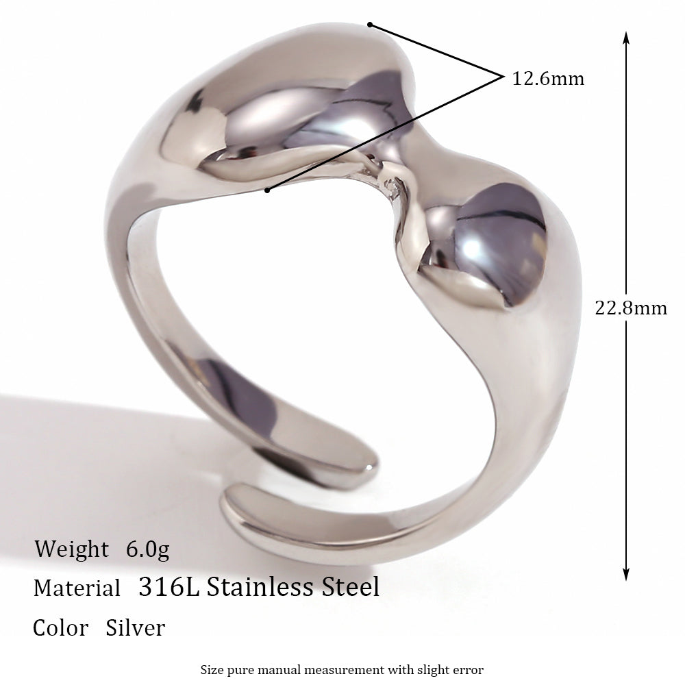 Novelty Simple Style Geometric Stainless Steel Plating 18k Gold Plated Open Rings