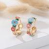 1 Pair Sweet Flower Enamel Copper Hoop Earrings