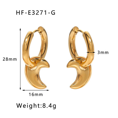 1 Pair Simple Style U Shape Heart Shape Plating Titanium Steel Gold Plated Drop Earrings