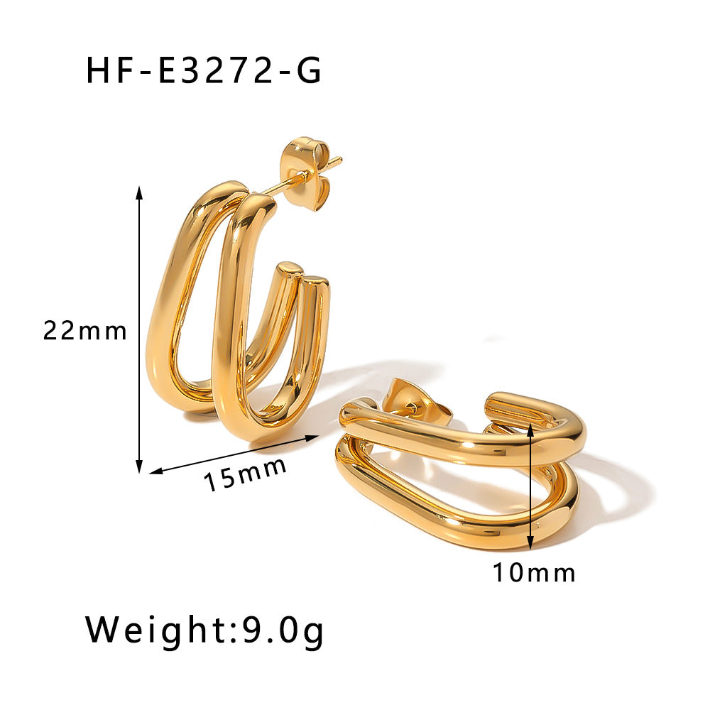 1 Pair Simple Style U Shape Heart Shape Plating Titanium Steel Gold Plated Drop Earrings