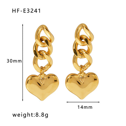 1 Pair Simple Style U Shape Heart Shape Plating Titanium Steel Gold Plated Drop Earrings