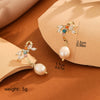 1 Pair Elegant Retro Bow Knot Inlay Freshwater Pearl Copper Agate Zircon Drop Earrings