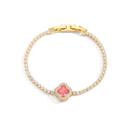 Ig Style Shiny Heart Shape Flower Bow Knot Copper Plating Inlay Zircon Bracelets