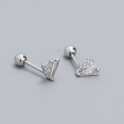 1 Pair Simple Style Letter Inlay Sterling Silver Zircon Ear Studs