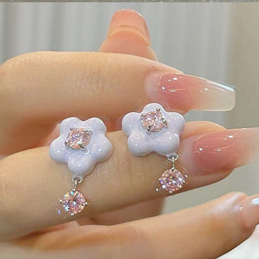 1 Pair Cute Flower Plating Inlay Alloy Zircon Ear Studs