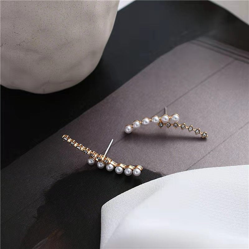 1 Pair Simple Style Round Inlay Alloy Pearl Zircon Drop Earrings