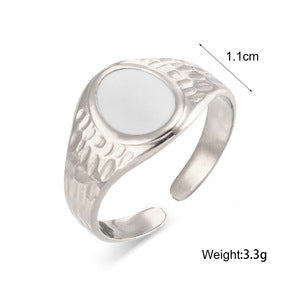 Retro Geometric Sun Star Stainless Steel Open Ring Zircon Stainless Steel Rings