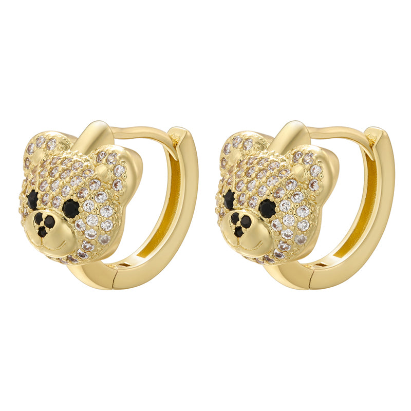 1 Pair Elegant Shiny Bear Plating Inlay Copper Zircon 18k Gold Plated Earrings