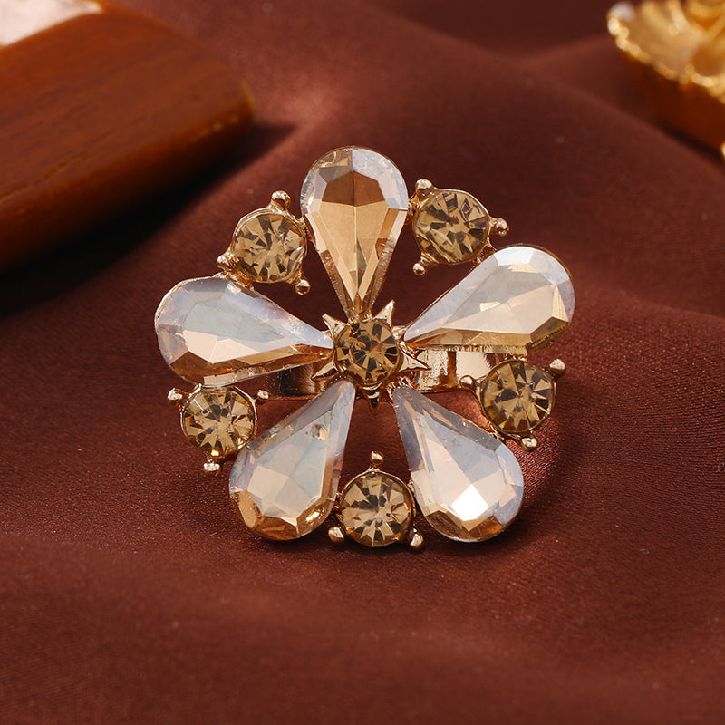 Elegant Flower Alloy Inlay Rhinestones Women's Open Rings