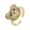 Streetwear Bear Copper Plating Inlay Zircon 18k Gold Plated Open Rings