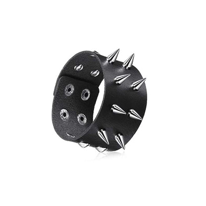 Punk Solid Color Pu Leather Ferroalloy Wholesale Wristband