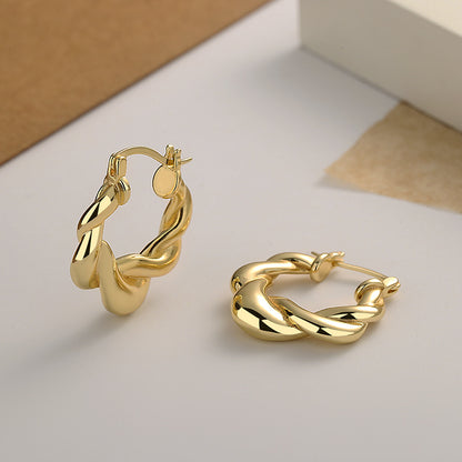 1 Pair Simple Style Solid Color Plating Copper 18k Gold Plated Earrings