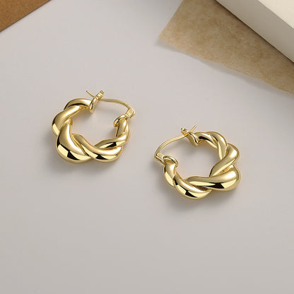 1 Pair Simple Style Solid Color Plating Copper 18k Gold Plated Earrings