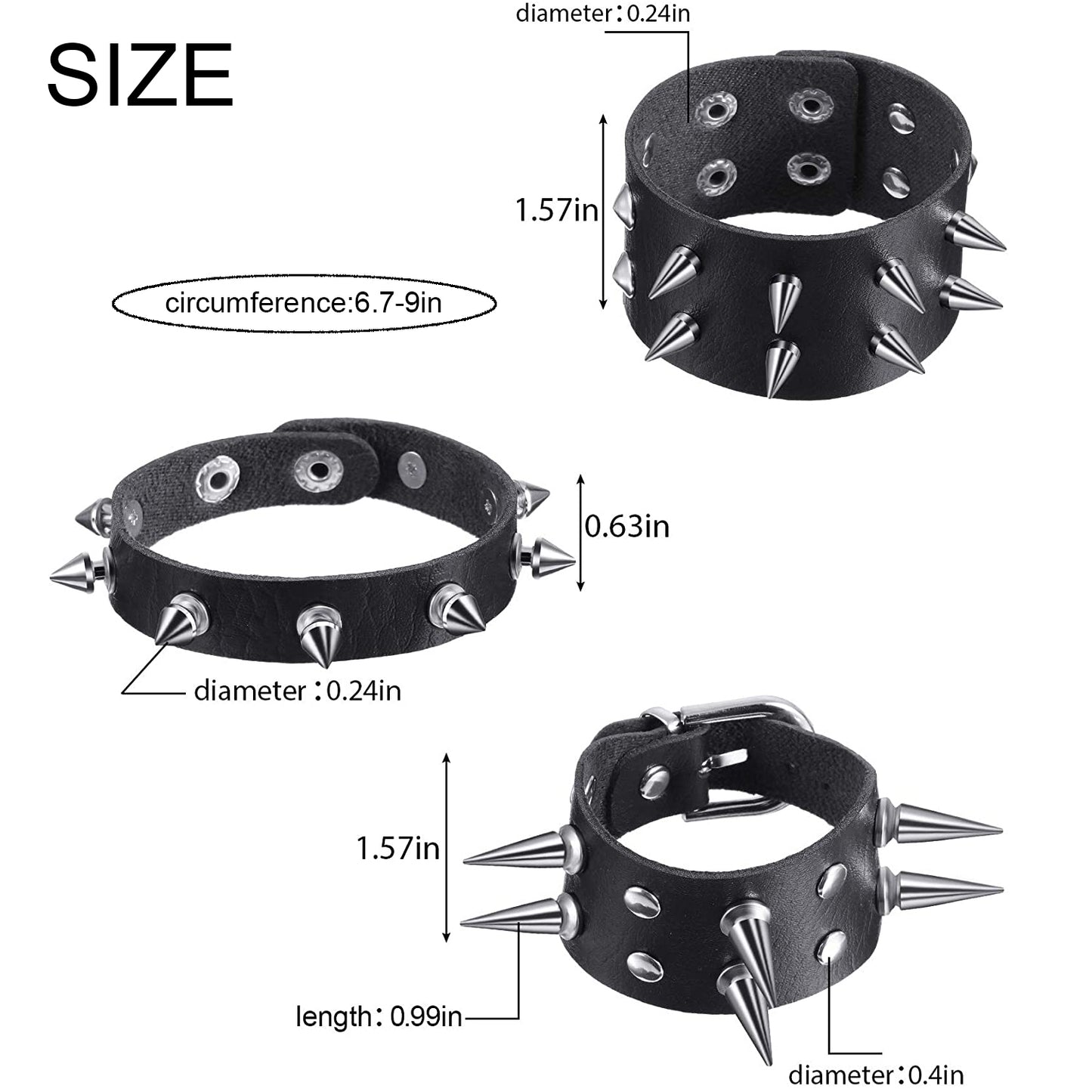 Punk Solid Color Pu Leather Ferroalloy Wholesale Wristband