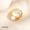 Elegant Simple Style Spiral Stripe Freshwater Pearl Copper Open Rings