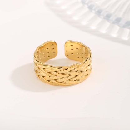 Simple Style Classic Style Geometric Titanium Steel Irregular Plating Hollow Out Gold Plated Open Rings