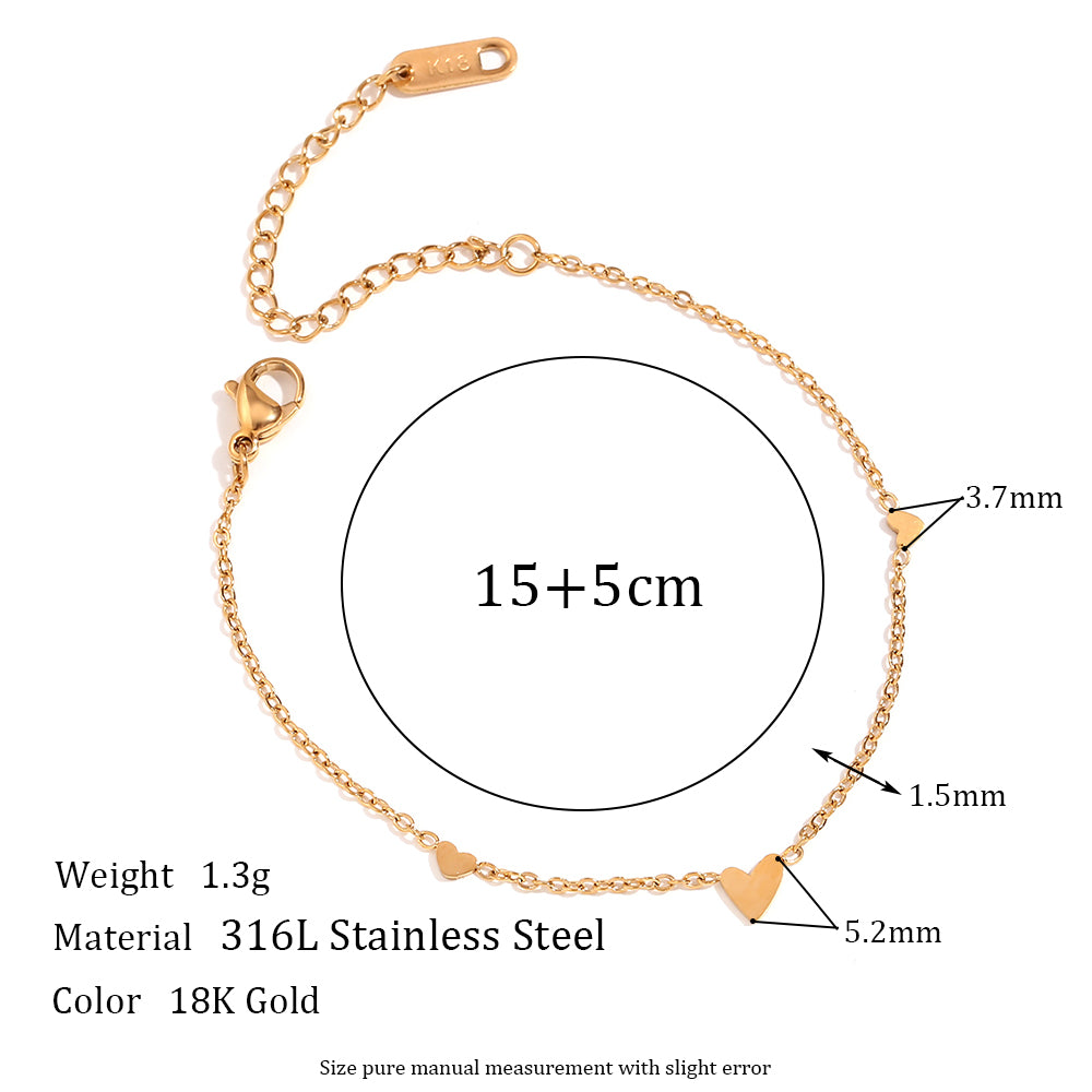 Simple Style Heart Shape Stainless Steel 18k Gold Plated Bracelets In Bulk