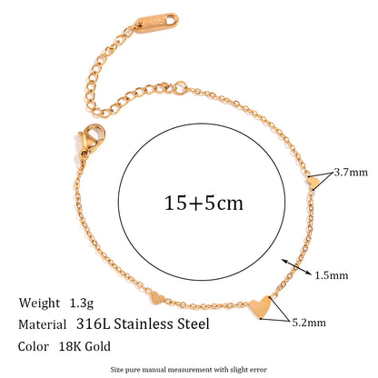 Simple Style Heart Shape Stainless Steel 18k Gold Plated Bracelets In Bulk