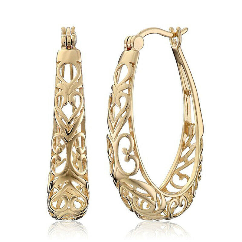 1 Pair Streetwear Flower Metal Hoop Earrings