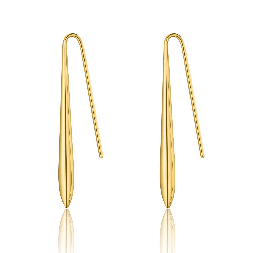 1 Pair Simple Style Solid Color Plating Stainless Steel Gold Plated Drop Earrings