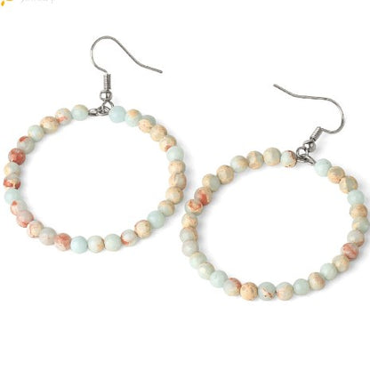 1 Pair Casual Vacation Round Beaded Plating Alloy Natural Stone Crystal Drop Earrings