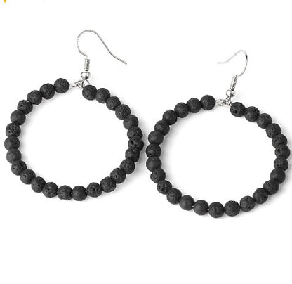 1 Pair Casual Vacation Round Beaded Plating Alloy Natural Stone Crystal Drop Earrings