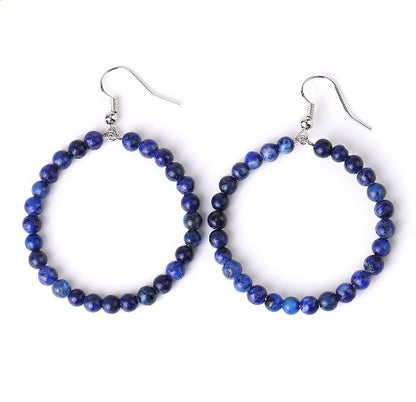 1 Pair Casual Vacation Round Beaded Plating Alloy Natural Stone Crystal Drop Earrings