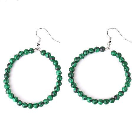 1 Pair Casual Vacation Round Beaded Plating Alloy Natural Stone Crystal Drop Earrings