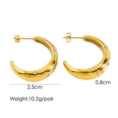 1 Pair Classic Style C Shape Plating Stainless Steel Earrings