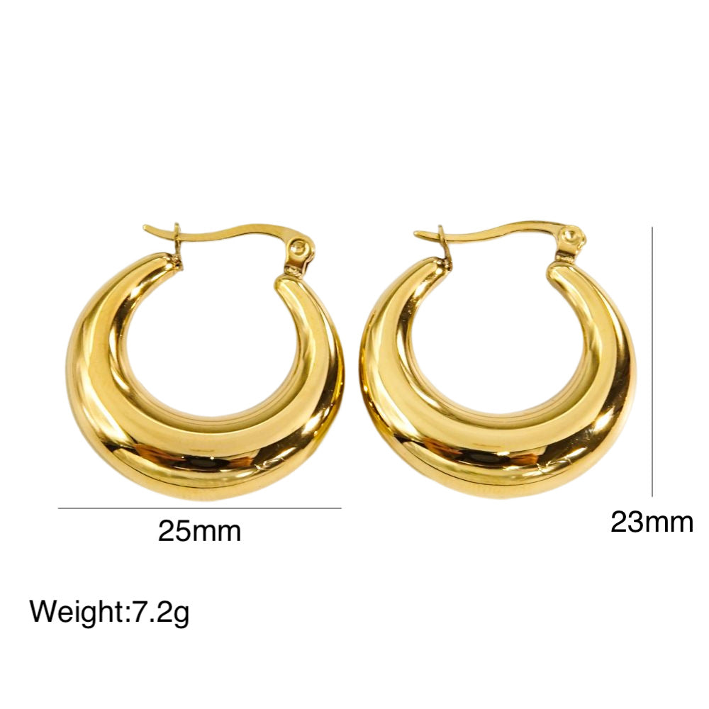 1 Pair Classic Style C Shape Plating Stainless Steel Earrings